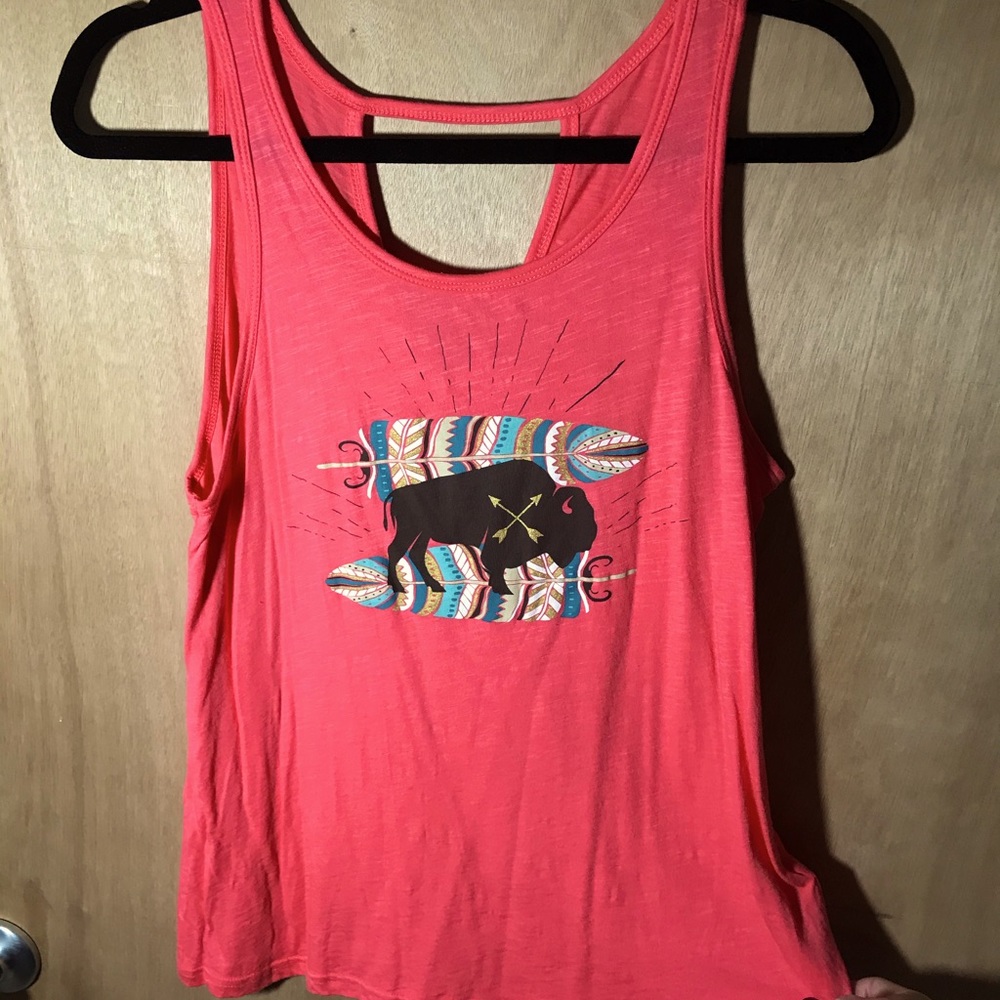 Ariat tank top with buffalo and feathers